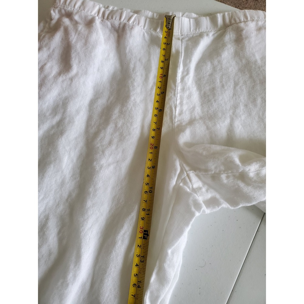J jill Love Linen White Cropped Pants Elastic‎ Waist Straight Leg Small Petite - Picture 7 of 9